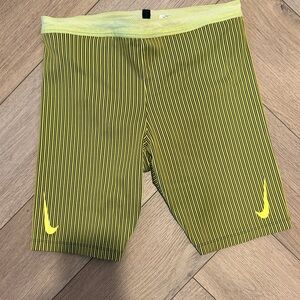 Nike Men's Black and Yellow Striped tight running